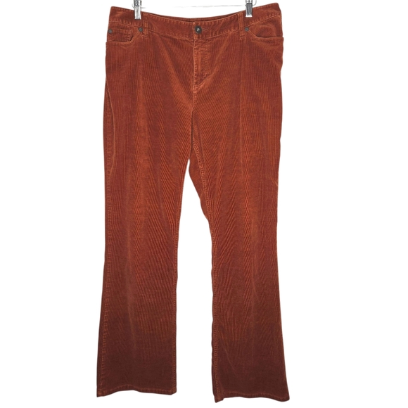 Coldwater Creek Straight Leg Corduroy Pants Size 14 Terracotta Fall Boho Casual - Picture 1 of 13